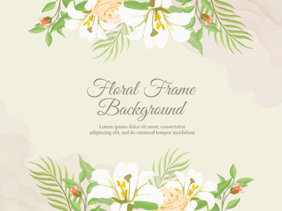 Floral Banner Design with Lilies and Leaves