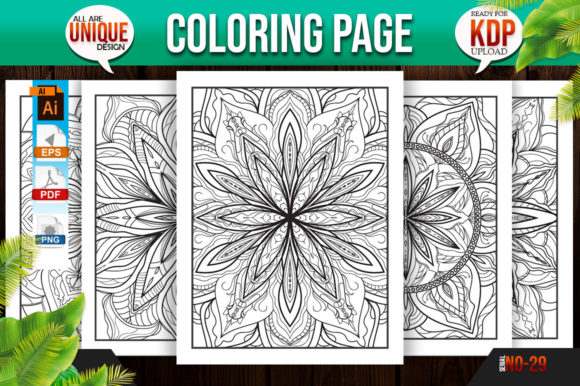 Floral Mandala Coloring Page Design for KDP Creators
