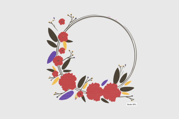 Maroon Flower Wreath Embroidery Design