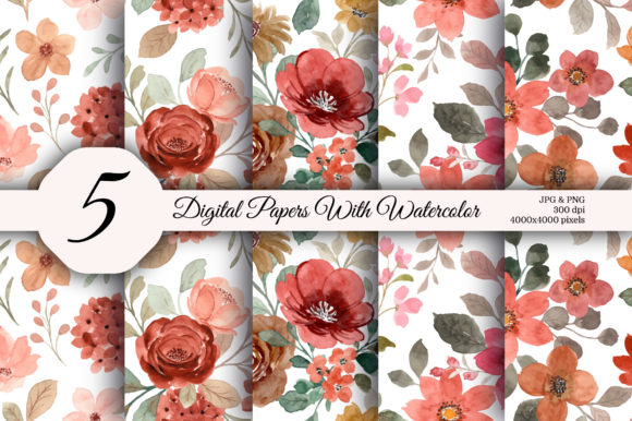 Seamless Pattern Floral Watercolor 162: Digital Elegance