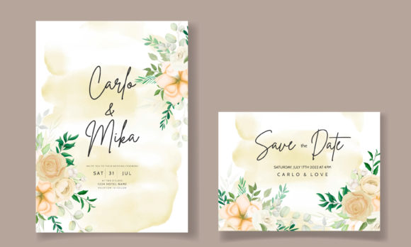 The Charm of a Hand Drawing Soft Floral Wedding Card