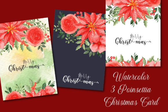 The Christmas Poinsettia 3 Floral Card: A Core Asset for Professional Greeting Card Design