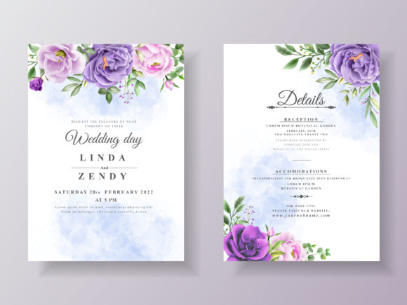 The Elegant Purple Floral Wedding Invitation Design File