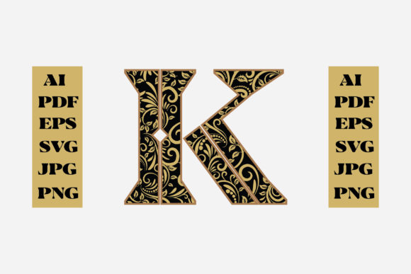 The Versatile Elegance of the Floral Alphabet Gold Letter - K