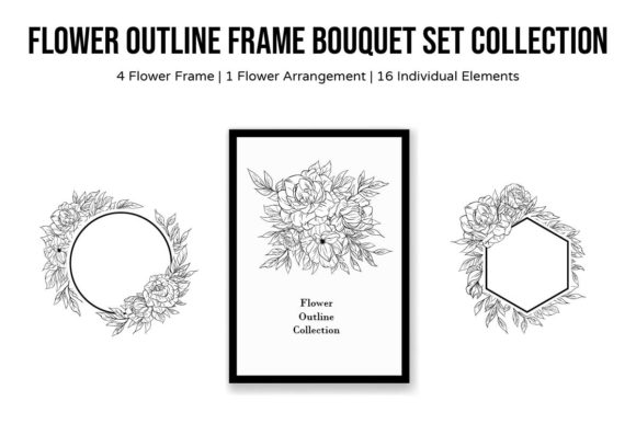 Unlock Your Creative Potential with the Flower Outline Frame Bouquet Collection